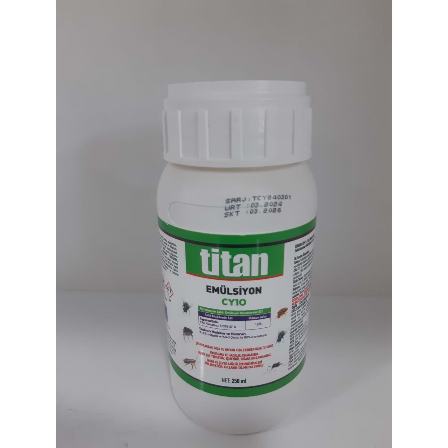 Titan Emülsiyon CY10 Kokulu Haşere Genel Böcek İlacı Öldürücü 250 ml