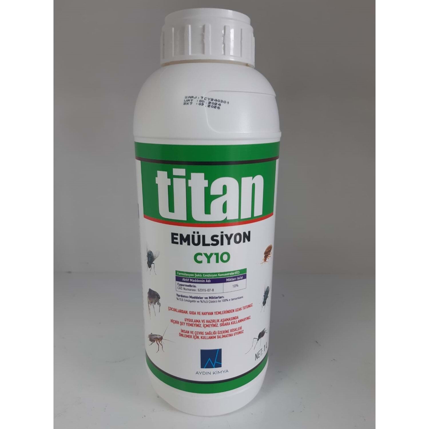 Titan Emülsiyon CY10 Kokulu Genel Haşere Böcek İlacı Öldürücü  1 Litre